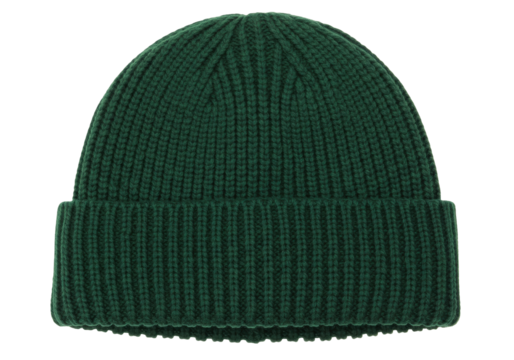 Isolated ribbed knit beanie hat, cold weather accessory for men or women, plain cuffed cap