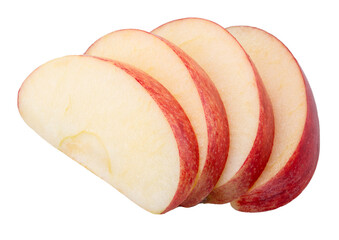 Red apple slices on white background. File contains clipping paths.