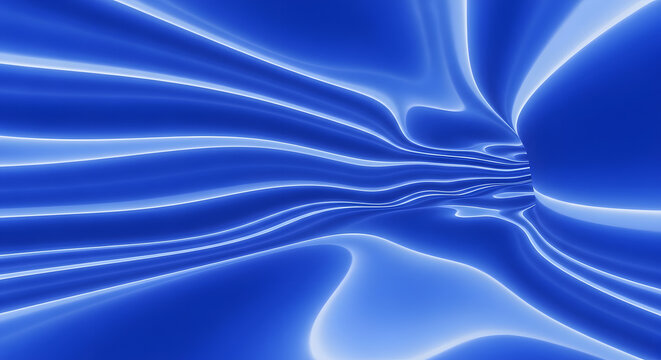 Abstract glowing blue futuristic tunnel, digital data flow or warp speed concept, vibrant energy lines background.