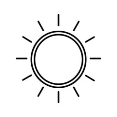 Obraz premium Sun icon with rays, weather symbol, summer, isolated on