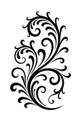 Black swirling floral flourish ornament with delicate curves and curls scroll decorative