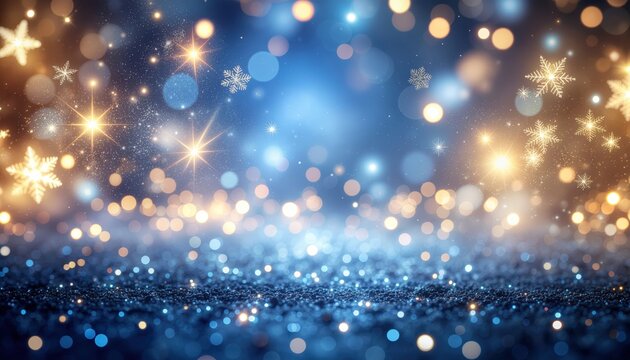 Enchanting winter wonderland celebration magical night sky digital art sparkling snowflakes festive environment aerial view holiday spirit and joy - Powered by Adobe