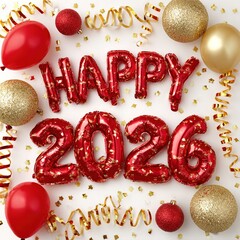 Celebrating happy 2026 new year party decorations