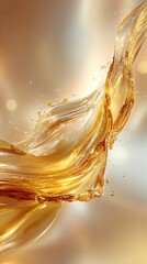 Golden liquid splashing creating abstract wave movement