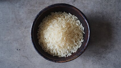 Bowl of uncooked rice