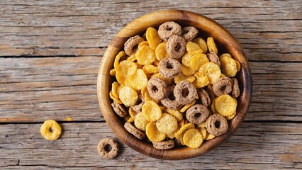 Bowl of breakfast cereal rings