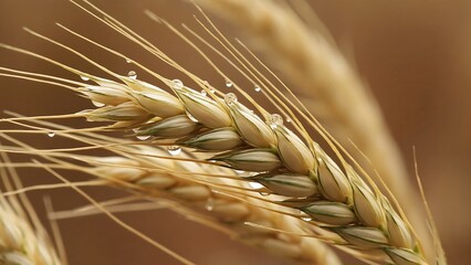 Golden Wheat with Dewdrops