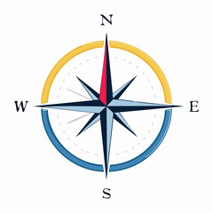 Stylized Compass Rose Illustration Navigation and Direction Guide