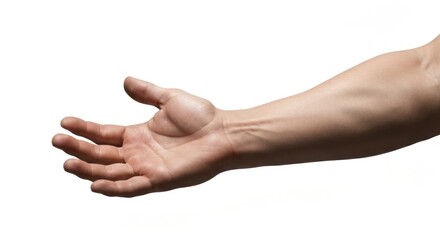 Arm extended, palm up, slightly angled, against a plain white background