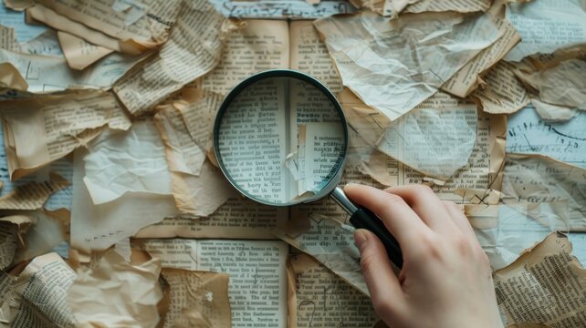 Dream where Vintage exploration with magnifying glass and antique paper collection