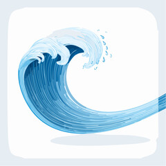 Illustration of a Large Ocean Wave Breaking, Depicting Water Movement and Aquatic Scenes