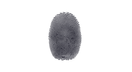 A fingerprint isolated on transparent background, a unique human identification method
