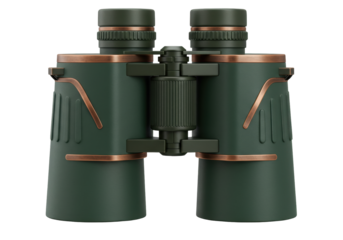 Isolated military binoculars for tactical surveillance during outdoor adventures, forest scouting