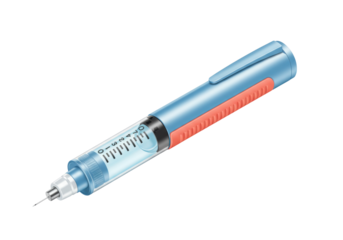 Isolated illustration of an insulin pen injector used for diabetes treatment and control