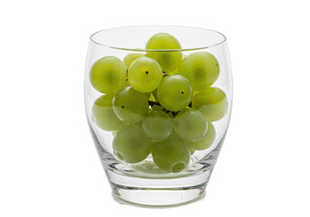 Isolated green grapes in a glass, a delicious and healthy fruit for a refreshing snack