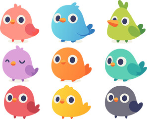 Adorable colorful cartoon birds collection perfect for children's books, education, and springtime designs