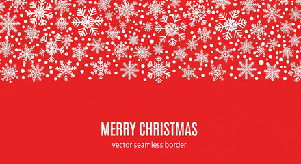 Fototapeta premium Christmas seamless border with snowflakes