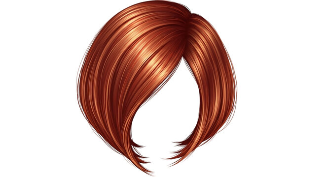 Illustration of a short red bob hairstyle isolated on transparent background