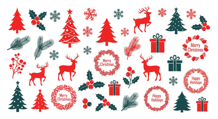 Christmas and holiday icon set