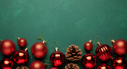 Christmas decorations on textured surface