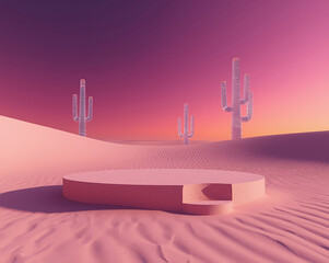 3d fluid gold splash in a surreal desert landscape