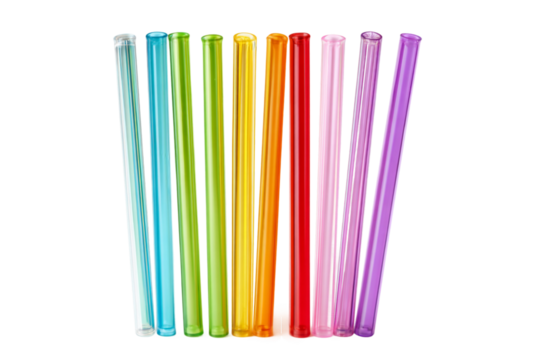 Collapsible reusable straw isolated on transparent background