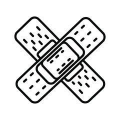 Crossed bandaids icon representing first aid, healing, and medical care