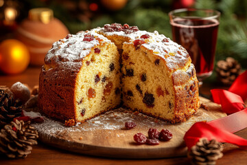 panettone, an italian christmas cake with candied citron and orange	

