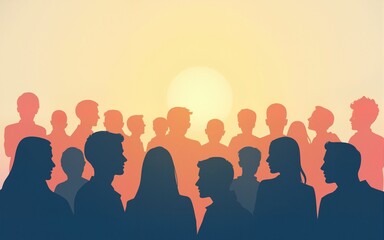 Mental Health Awareness Month banner with people silhouette. vector illustration. High quality