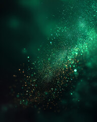 Abstract Green and Gold Glitter Particles &ndash; Magical Bokeh Effect