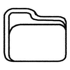 Hand-drawn sketch style file folder icon, charcoal black stroke on a white background