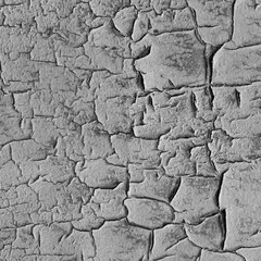 A concrete wall covered with paint with a texture of defects and cracks