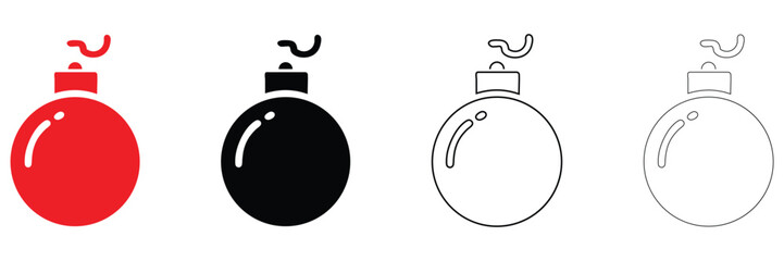 Naklejka premium hand grenade icon vector, bomb grenade vector, silhouette and line art