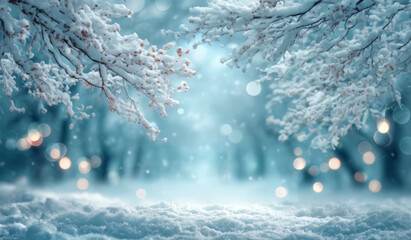 Bajkowy zimowy krajobraz – śnieżne drzewa i nastrojowe światła