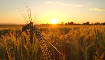 Golden wheat field with sunset, showcasing the beauty of nature in warm, inviting tones and textures