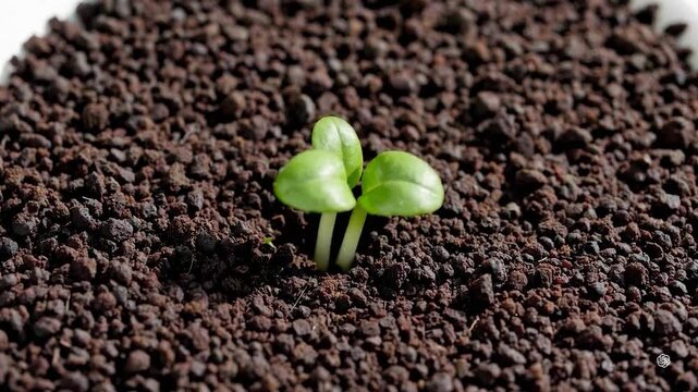 Jeune pousse verte sortant de la terre dans un pot en macro symbolisant la croissance et le renouveau
