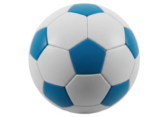Isolated soccer ball with blue and white panels for sports and games, team activity