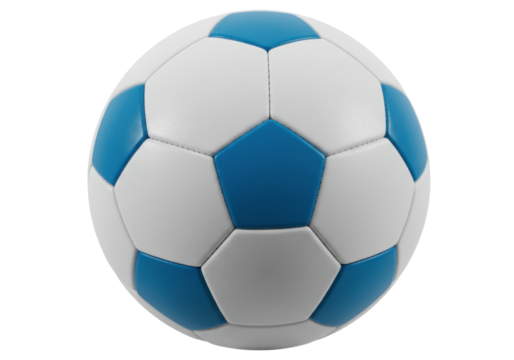 Isolated soccer ball with blue and white panels for sports and games, team activity