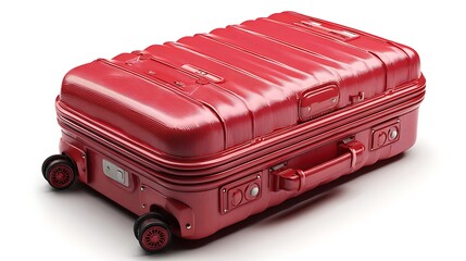 red suitcase isolated on white background 