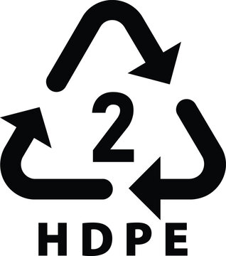 HDPE recycling symbol number 2 vector illustration of plastic material code isolated on white background