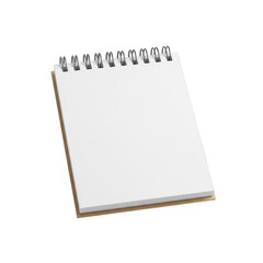 Blank spiral notebook for notes and ideas with white pages and black binding transparent background