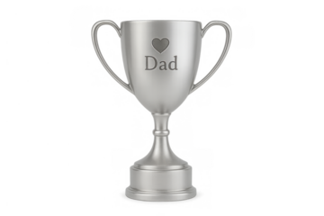 Silver trophy cup for best dad, celebrating father's day, love, and family appreciation, transparent background