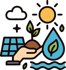 Eco Friendly Sustainable Energy and Environment Icon Illustration