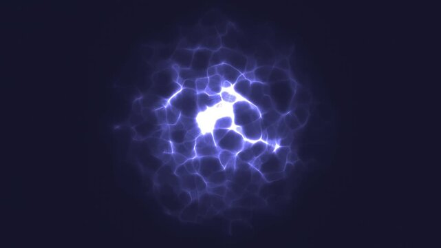 Abstract bright blue plasma formation glowing at the center of a dark background