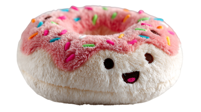 cute fluffy donut with happy expression