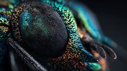 Macro photography captures the intricate detail and iridescent colors of an insect's compound eye