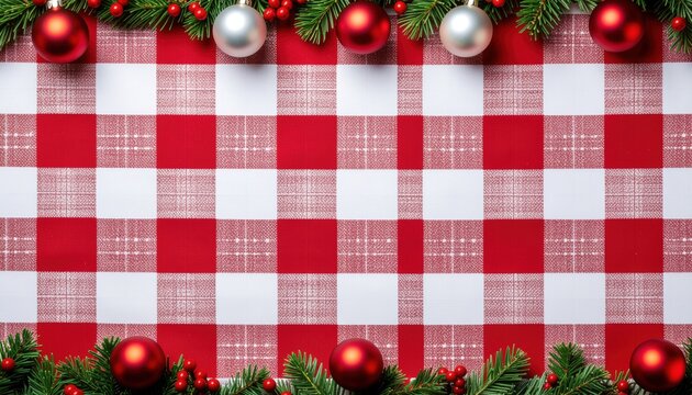 Festive christmas decoration holiday table setting image indoor top-down view celebratory vibes