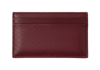 Naklejka premium Isolated burgundy cardholder, slim wallet with multiple pockets, leather texture, clean design