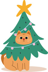 Christmas Cat Tree Illustration