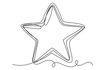 Line Art Star. Winter Holiday Decoration. Christmas or New year Greeting Card Template. Outline Cute Cartoon Christmas Star Shape Symbol. Happy Holiday Family Party Invitation Design Mascot.